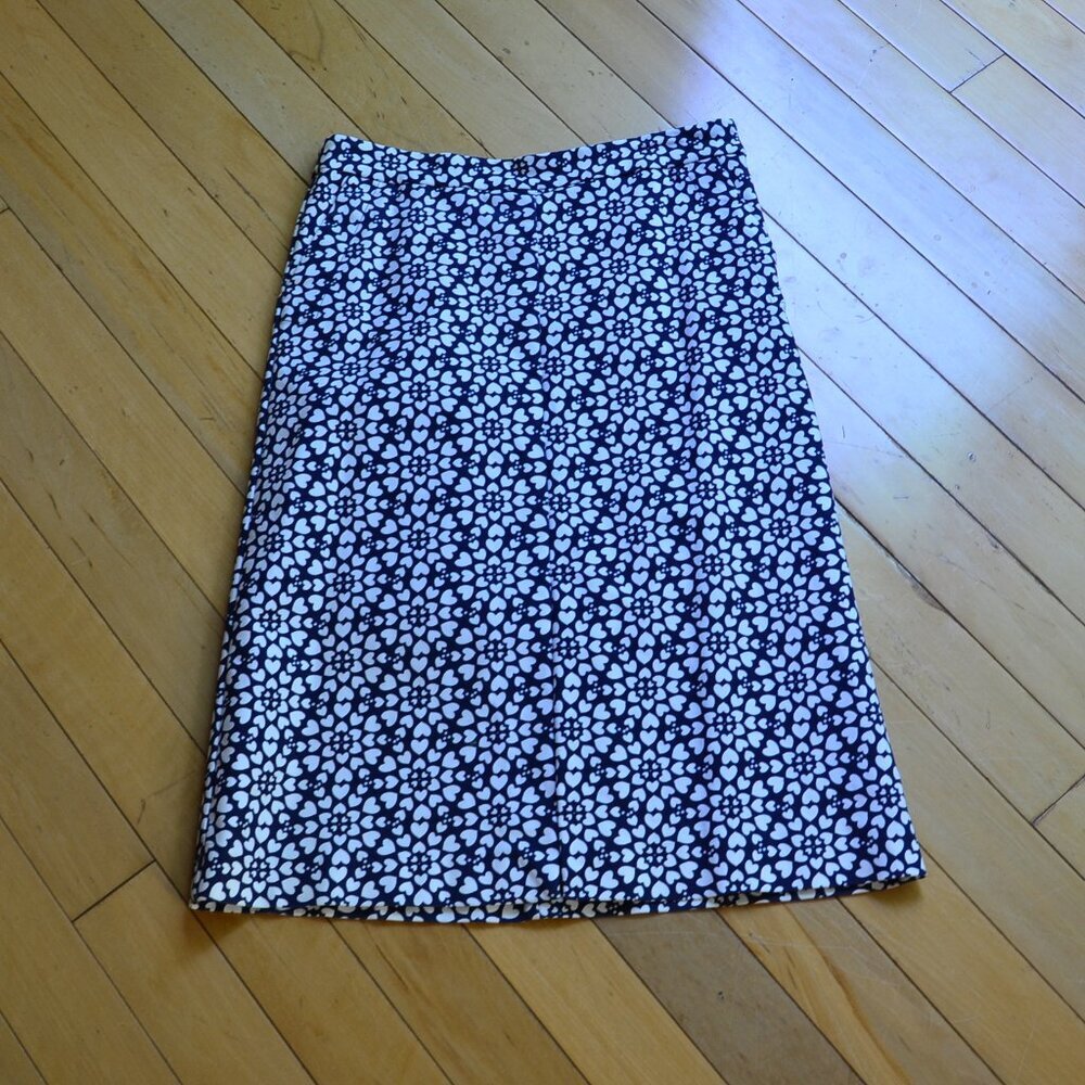 Boden Navy and White Printed Pencil Skirt